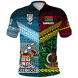 (Custom Personalised) Vanuatu And Fiji Polo Shirt Together - Blue, Custom Text And Number