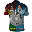 (Custom Personalised) Vanuatu And Fiji Polo Shirt Together - Blue, Custom Text And Number