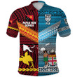 (Custom Personalised) Papua New Guinea Polynesian And Fiji Tapa Together Polo Shirt - Bright Color, Custom Text And Number