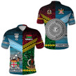 Vanuatu And Fiji Polo Shirt Together - Blue