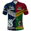(Custom Personalised) Vanuatu And New Zealand Polo Shirt Together - Blue, Custom Text And Number