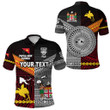 (Custom Personalised) Papua New Guinea Polynesian And Fiji Tapa Together Polo Shirt - Black
