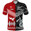(Custom Personalised) New Zealand Maori Aotearoa Tonga Polynesian Together Polo Shirt - Black, Custom Text And Number