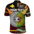 (Custom Personalised) Papua New Guinea And Australia Aboriginal Polo Shirt Together, Custom Text And Number