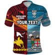 (Custom Personalised) Papua New Guinea Polynesian And Fiji Tapa Together Polo Shirt - Bright Color