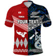 (Custom Personalised) New Zealand Maori Aotearoa Tonga Polynesian Together Polo Shirt - Blue