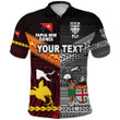 (Custom Personalised) Papua New Guinea Polynesian And Fiji Tapa Together Polo Shirt - Black