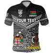 (Custom Personalised) Vanuatu And Fiji Polo Shirt Together - Black, Custom Text And Number