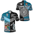 (Custom Personalised) New Zealand Maori Aotearoa Fiji Tapa Together Polo Shirt - Black, Custom Text And Number