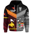 (Custom Personalised) Papua New Guinea Polynesian And Fiji Tapa Together Hoodie - Black, Custom Text And Number