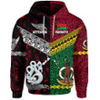 (Custom Personalised) Vanuatu And New Zealand Hoodie Together - Red, Custom Text And Number