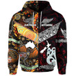 (Custom Personalised) New Zealand Maori Aotearoa And Australia Aboriginal Hoodie Together - Red, Custom Text And Number