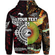 (Custom Personalised) New Zealand Maori Aotearoa And Australia Aboriginal Hoodie Together - Red, Custom Text And Number