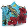 Alohawaii Hooded Blanket - Tokelau Turtle Hibiscus Ocean Hooded Blanket A95