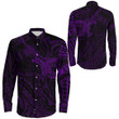 Alohawaii Clothing - Polynesian Tattoo Style Crow - Purple Version Long Sleeve Button Shirt A7 | Alohawaii