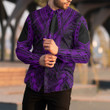 Alohawaii Clothing - Polynesian Tattoo Style - Purple Version Long Sleeve Button Shirt A7