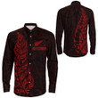Alohawaii Clothing - New Zealand Aotearoa Maori Silver Fern - Red Version Long Sleeve Button Shirt A7 | Alohawaii