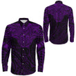 Alohawaii Clothing - Polynesian Tattoo Style Tattoo - Purple Version Long Sleeve Button Shirt A7 | Alohawaii