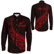 Alohawaii Clothing - (Custom) New Zealand Aotearoa Maori Fern - Red Version Long Sleeve Button Shirt A7 | Alohawaii