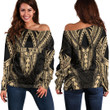Alohawaii Clothing - (Custom) Polynesian Tattoo Style - Gold Version Off Shoulder Sweater A7 | Alohawaii