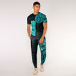 Alohawaii Clothing - Polynesian Tattoo Style Tiki - Cyan Version T-Shirt and Jogger Pants A7 | Alohawaii