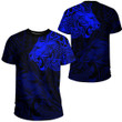 Alohawaii Clothing - Polynesian Tattoo Style Tribal Lion - Blue Version T-Shirt A7 | Alohawaii