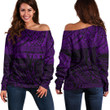 Alohawaii Clothing - (Custom) Polynesian Tattoo Style - Purple Version Off Shoulder Sweater A7 | Alohawaii