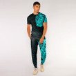 Alohawaii Clothing - Kite Surfer Maori Tattoo With Sun And Waves - Cyan Version T-Shirt and Jogger Pants A7 | Alohawaii