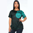 Alohawaii Clothing - Polynesian Sun Tattoo Style - Cyan Version T-Shirt A7