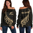 Alohawaii Clothing - New Zealand Aotearoa Maori Fern - Gold Version Off Shoulder Sweater A7 | Alohawaii