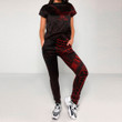 Alohawaii Clothing - Polynesian Tattoo Style Crow - Red Version T-Shirt and Jogger Pants A7