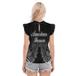 1sttheworld Clothing - American Samoa Tattoo Blouse With Ruffle Collar And Sleeve A31