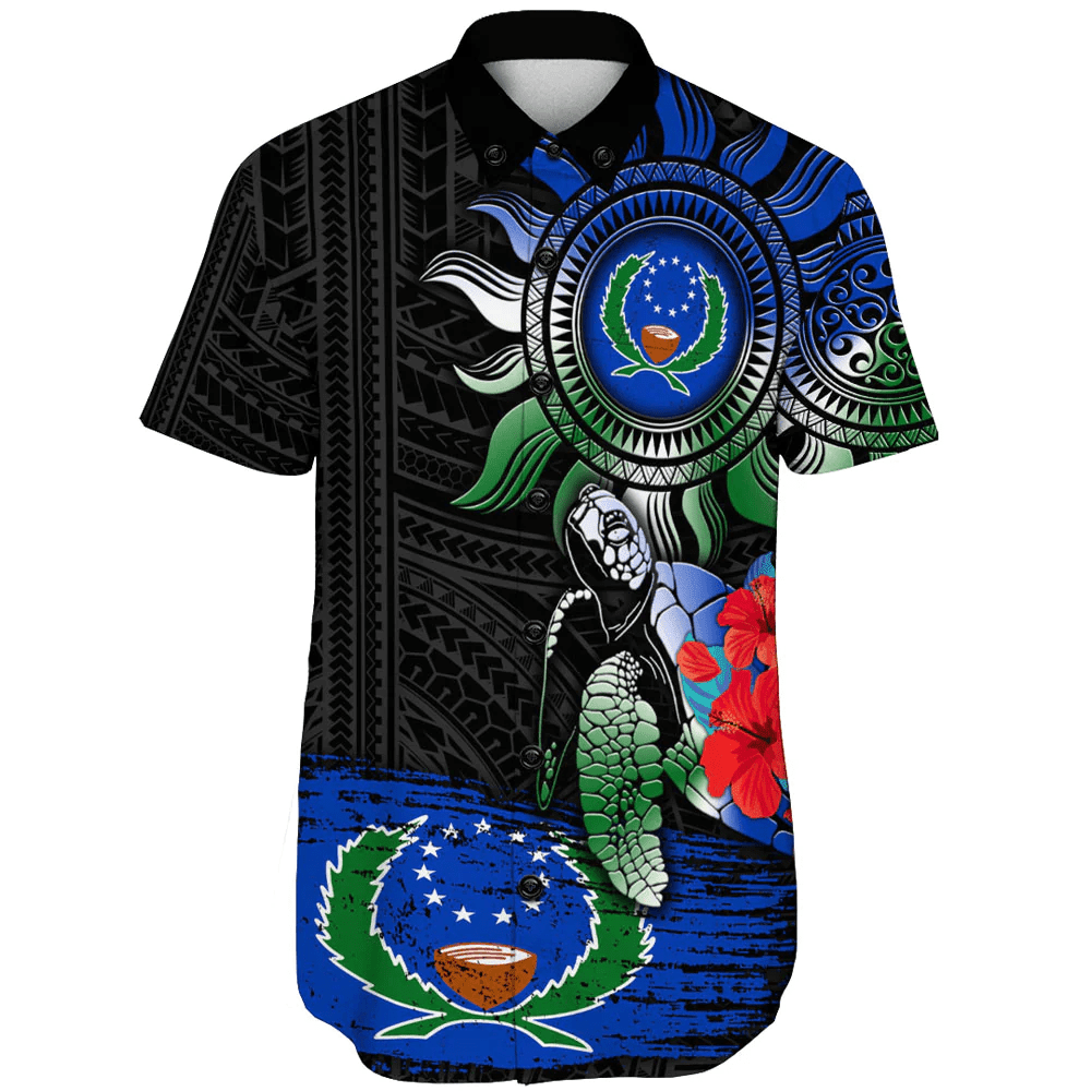 New Caledonia Polynesian Sun and Turtle Tattoo Short Sleeve Shirt A35 | Alohawaii