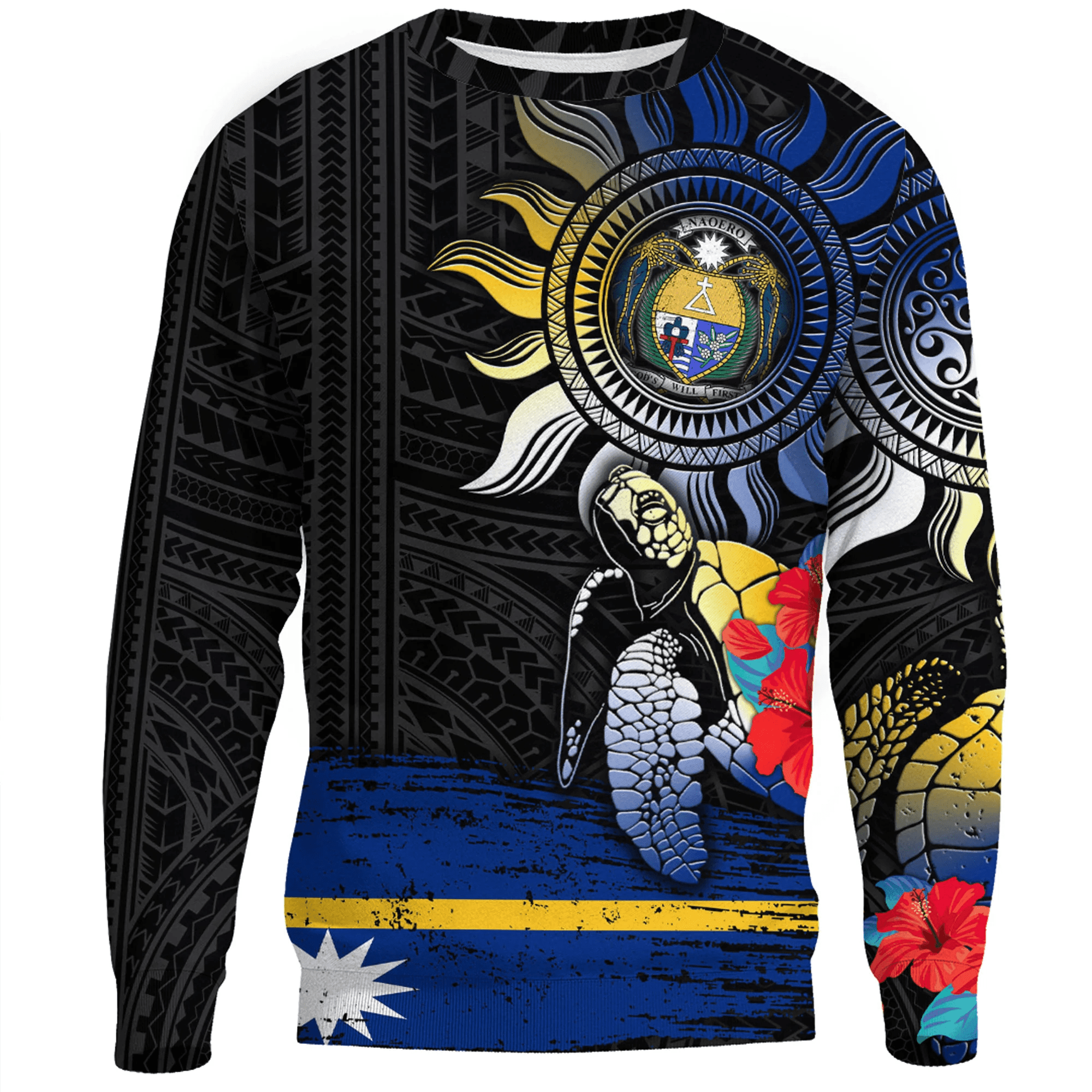 Nauru Polynesian Sun and Turtle Tattoo Sweatshirts A35 | Alohawaii