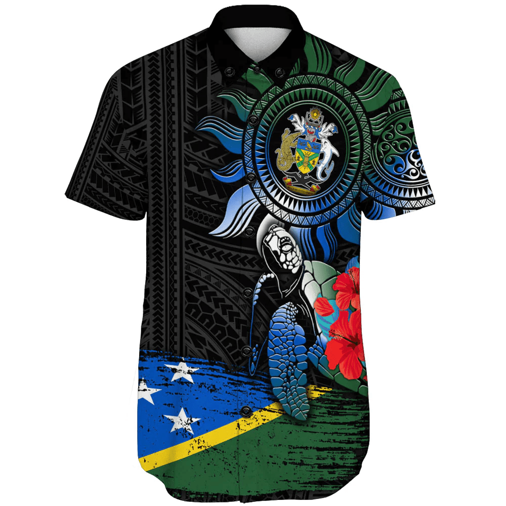 New Caledonia Polynesian Sun and Turtle Tattoo Short Sleeve Shirt A35 | Alohawaii