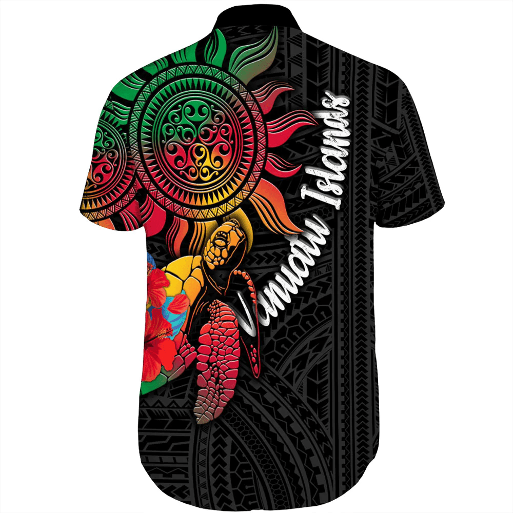 Vanuatu Islands Polynesian Sun and Turtle Tattoo Short Sleeve Shirt A35 | Alohawaii