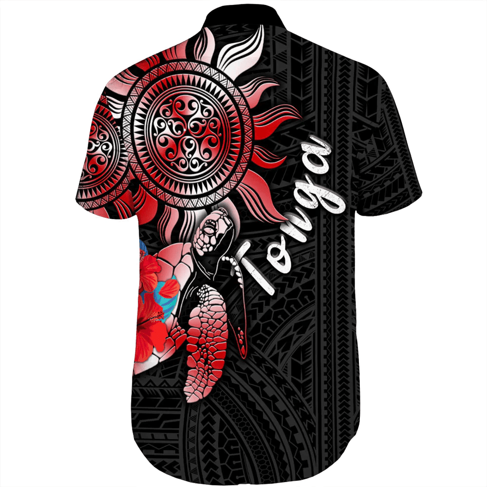 Tonga Polynesian Sun and Turtle Tattoo Short Sleeve Shirt A35 | Alohawaii