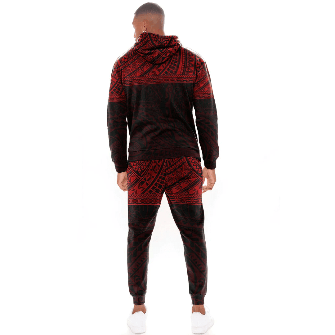 Alohawaii Clothing - (Custom) Polynesian Tattoo Style - Red Version Hoodie and Joggers Pant A7