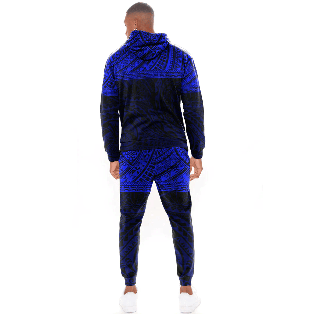 Alohawaii Clothing - (Custom) Polynesian Tattoo Style - Blue Version Hoodie and Joggers Pant A7
