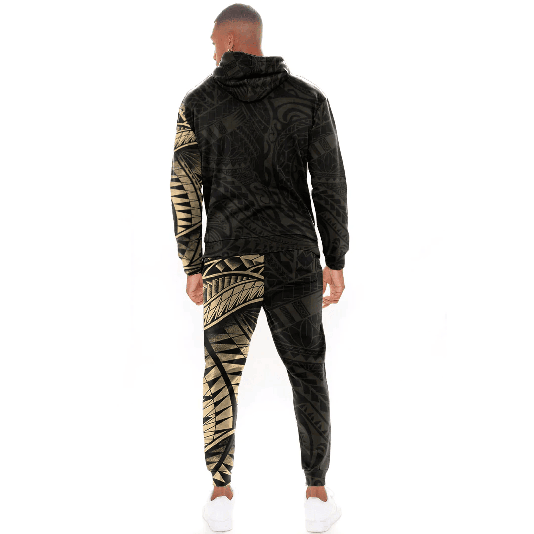 Alohawaii Clothing - Polynesian Tattoo Style Snake - Gold Version Hoodie and Joggers Pant A7