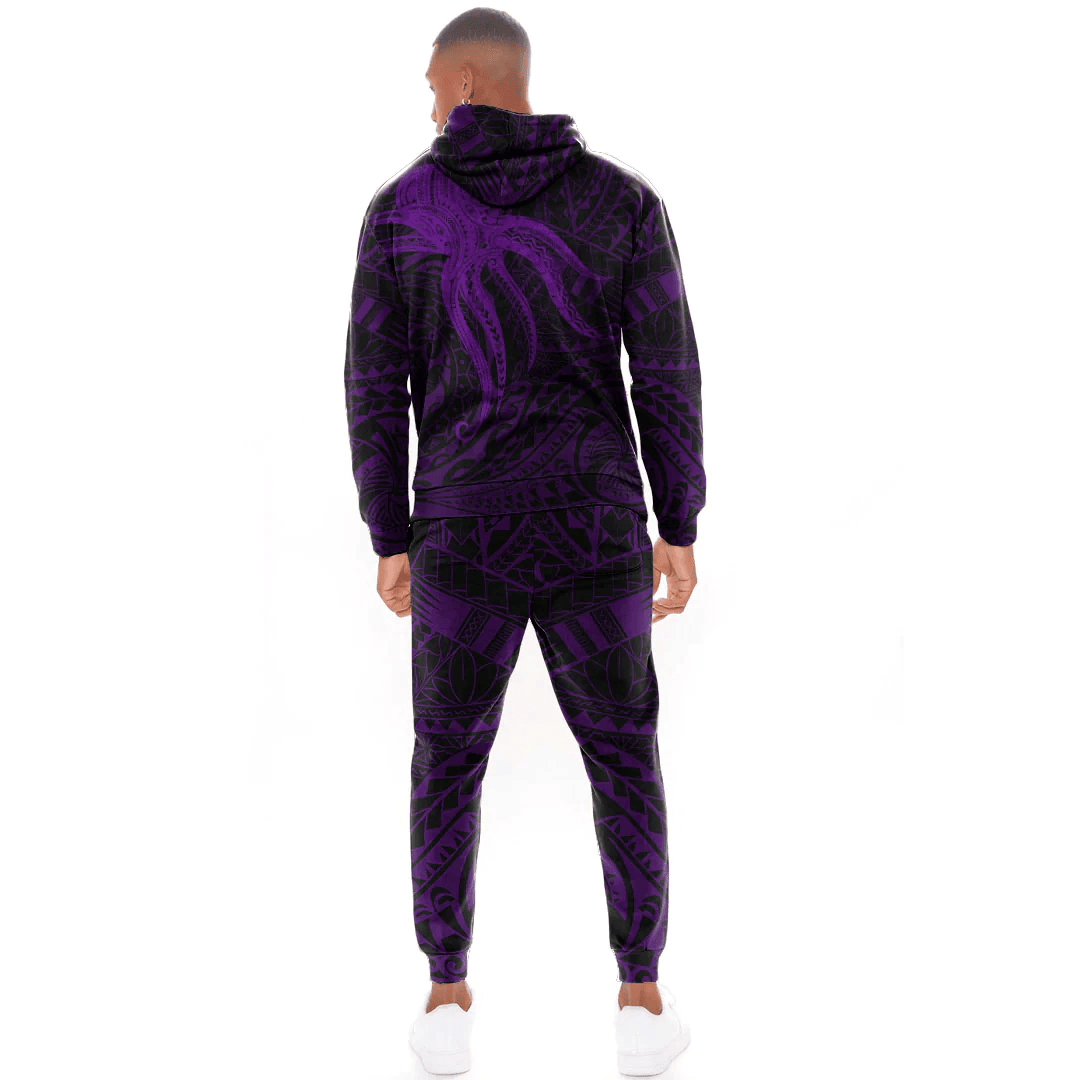 Alohawaii Clothing - Polynesian Tattoo Style Octopus Tattoo - Purple Version Hoodie and Joggers Pant A7