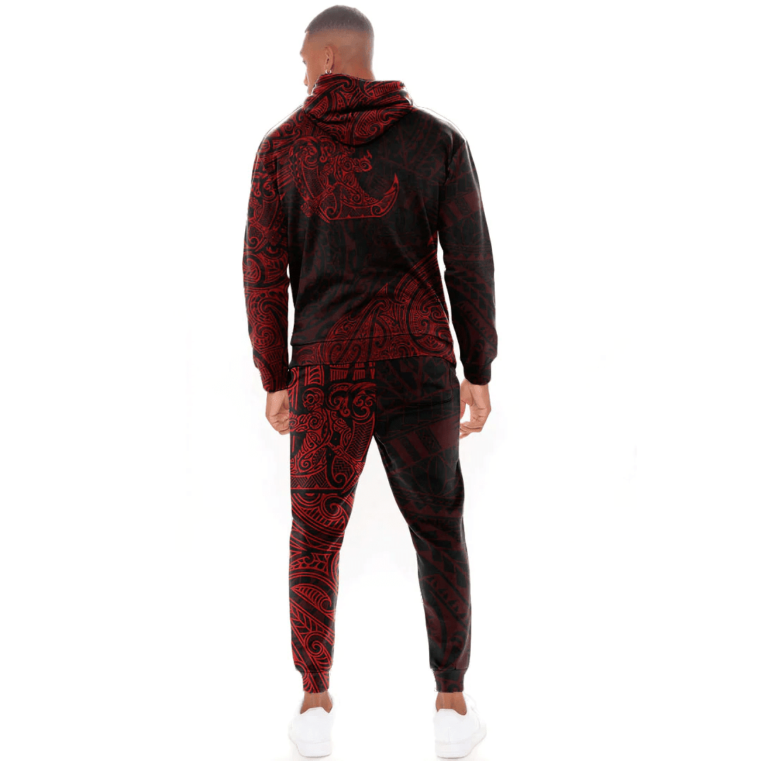 Alohawaii Clothing - (Custom) Polynesian Tattoo Style Surfing - Red Version Hoodie and Joggers Pant A7