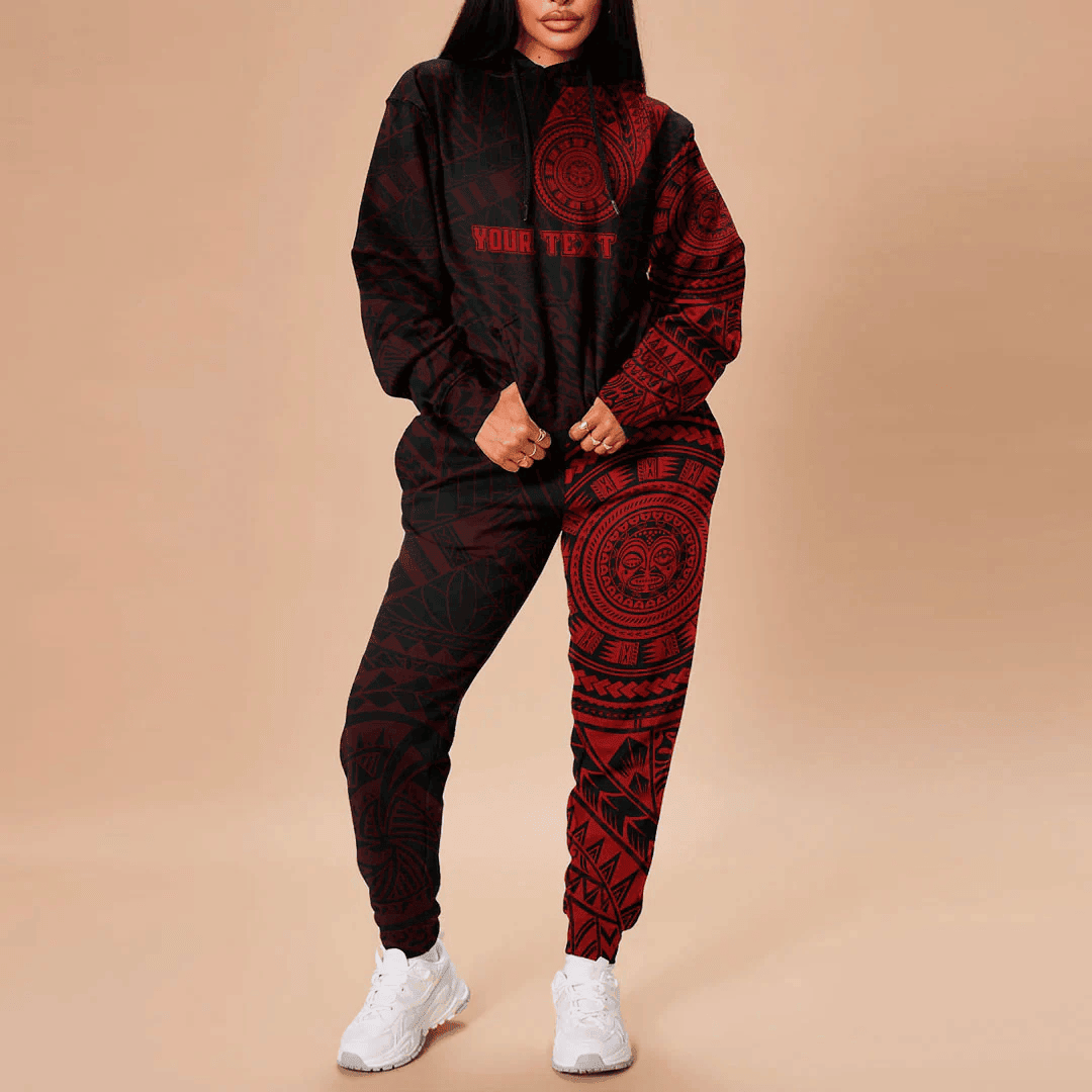 Alohawaii Clothing - Polynesian Tattoo Style - Red Version Hoodie and Joggers Pant A7