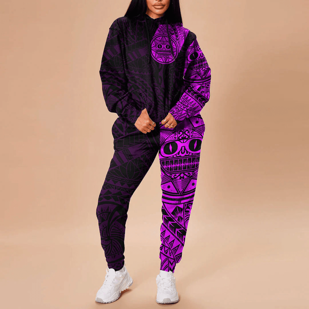 Alohawaii Clothing - Polynesian Tattoo Style Sun - Pink Version Hoodie and Joggers Pant A7