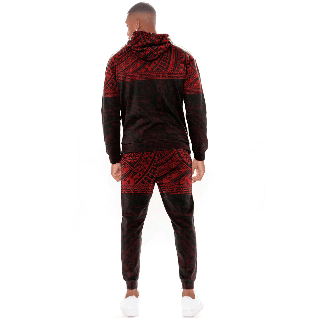 Alohawaii Clothing - Polynesian Tattoo Style - Red Version Hoodie and Joggers Pant A7