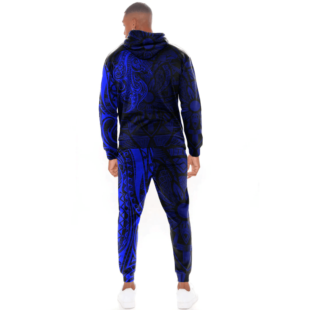 Alohawaii Clothing - Polynesian Tattoo Style Horse - Blue Version Hoodie and Joggers Pant A7