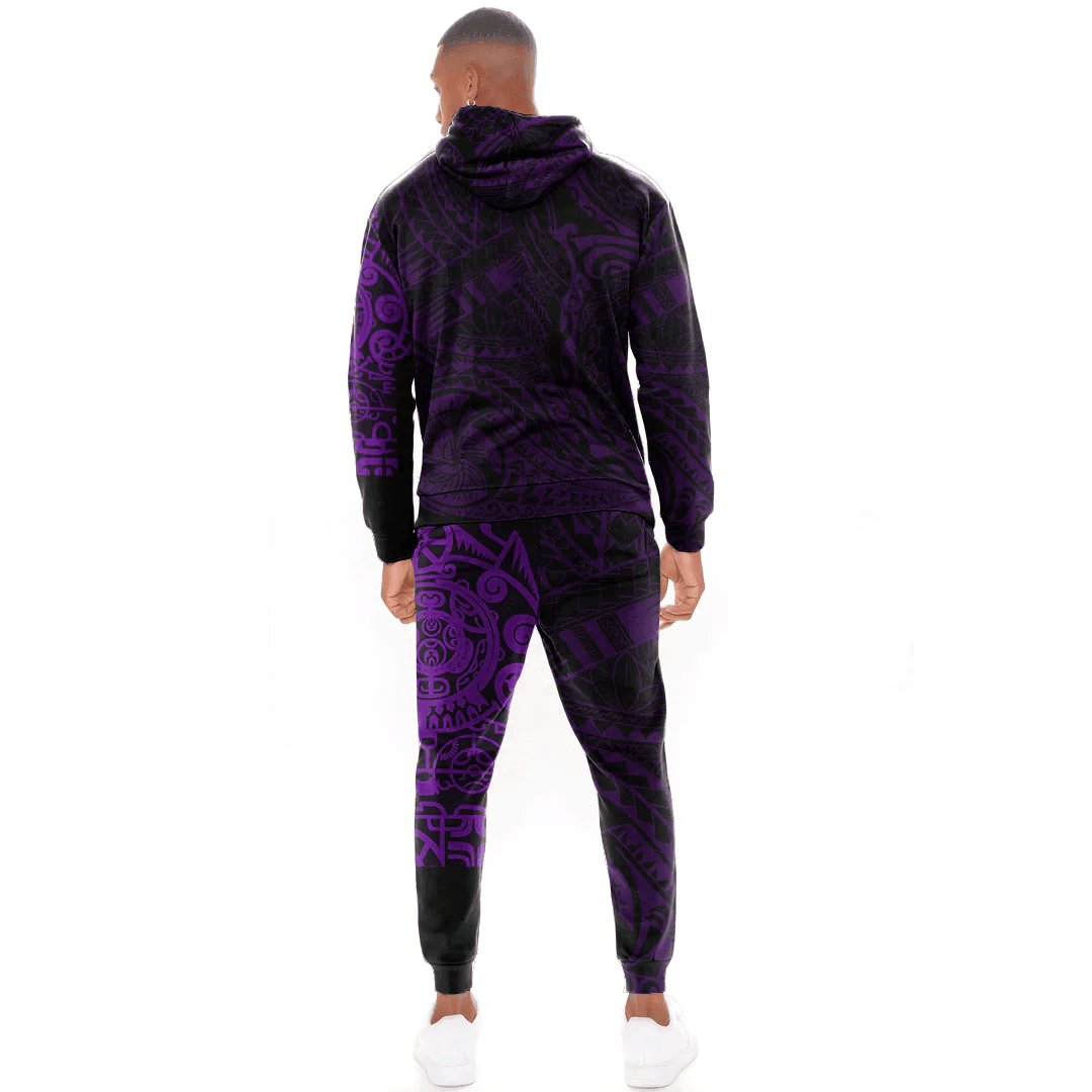 Alohawaii Clothing - (Custom) Polynesian Tattoo Style - Purple Version Hoodie and Joggers Pant A7