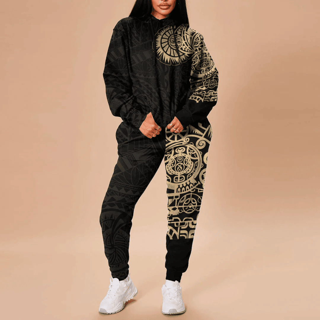 Alohawaii Clothing - Polynesian Tattoo Style - Gold Version Hoodie and Joggers Pant A7