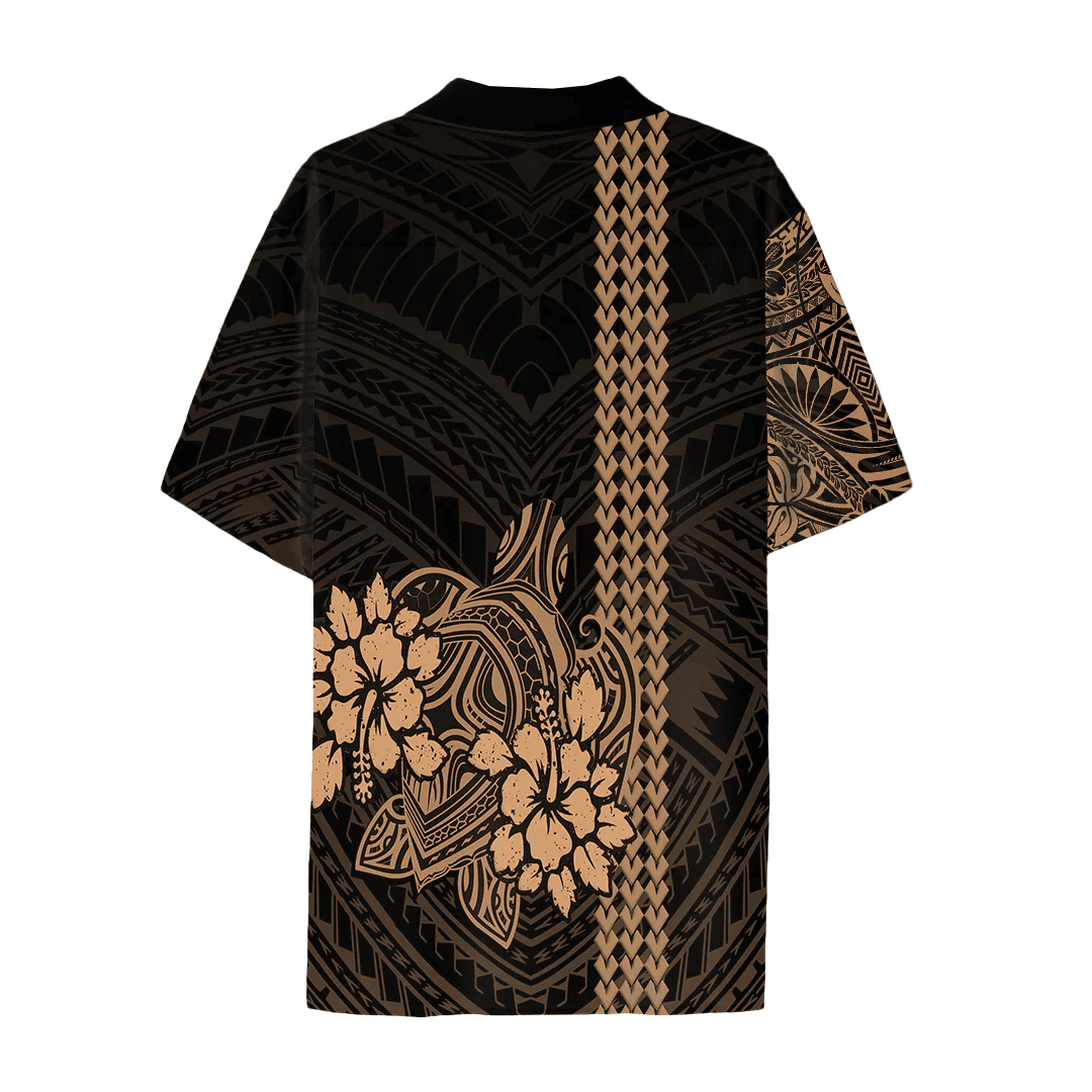 Alohawaii Combo Dress and Shirt - Polynesian Turtle With Hibiscus Tattoo Gold A31