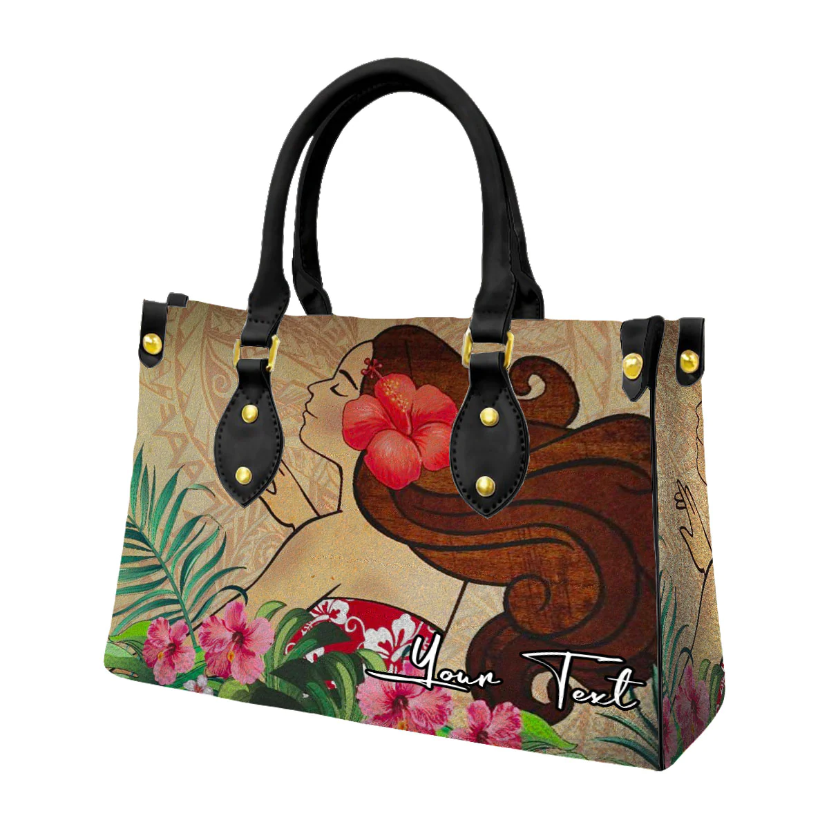 Alohawaii Square Tote Bag - (Custom) Hula Girl Hibiscus Jung Polynesian A31